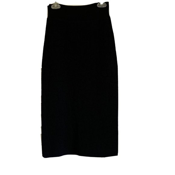 Scanlan Theodore Crepe Knit Pencil Straight Skirt Medium Black Designer Office - Picture 2 of 12